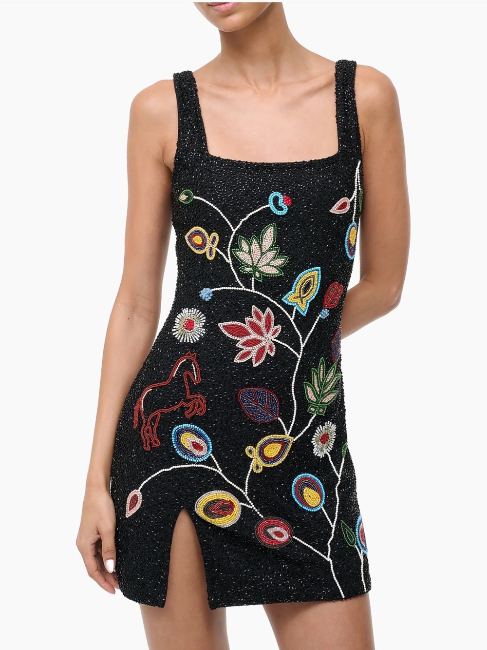 STAUD Le Sable Floral Embellished dress